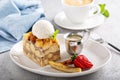 Warm apple bread pudding with ice cream