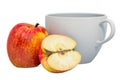 Warm apple drink with fresh apples, 3D rendering