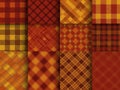 Warm autumn plaid patterns collection cozy fall fabric textures digital backgrounds Royalty Free Stock Photo