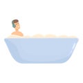 Warm bath listen music icon cartoon vector. Water shower