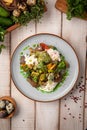 Warm beef salad with vegetables and egg Royalty Free Stock Photo