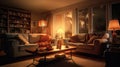 warm blurred home interior lighting