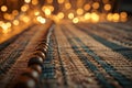 Warm Bokeh Lights on Textured Fabric Surface, Cozy Atmosphere Concept