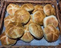 Warm breads from a shop.