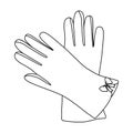 Warm burgundy gloves for hands. Female winter accessory. Woman clothes single icon in outline style vector symbol