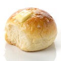 Buttered dinner roll isolated on white background Royalty Free Stock Photo