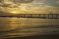 The warm California sun slowly comes up over Coronado Bay, San Diego, California Royalty Free Stock Photo