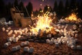 Warm Campfire marshmallow place. Generate Ai