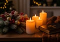 Warm candelight on the third advent winter evening Royalty Free Stock Photo