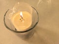 Warm candle light inside a glass for romantic dinner decoration