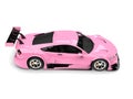 Warm candy pink modern super sports car - top down side view