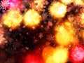 Warm christmas light shaft snowflakes background