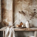 Warm cinnamon tones in a cozy rustic kitchen setting