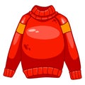 Warm clothing. Cute red sweater for women. Autumn clothes.