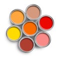 Warm color paint tin cans top Royalty Free Stock Photo