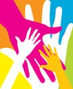 Warm colorful caring up hands vector design