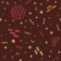 Warm colors seamless pattern. Colorful, scratchy