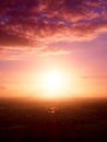 Warm colors of sunset air over town in countryside Royalty Free Stock Photo