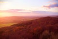 Warm colors of sunset air over town in countryside Royalty Free Stock Photo