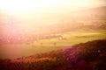 Warm colors of sunset air over town in countryside Royalty Free Stock Photo