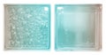 Warm and cool contrast gradient colored transparent double square bathroom glass block