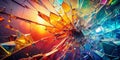 Warm and Cool Tones in Abstract Shattered Glass Art A Stunning Visual Composition with LeftAligned Design Elements Royalty Free Stock Photo