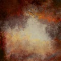Warm cooper orange brown red oil paint background, texture borders art abstract in line and shapes Royalty Free Stock Photo