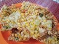 Warm corn fritters