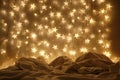 Warm and Cozy Bedroom Decor with StarShaped String Lights on Wall Royalty Free Stock Photo
