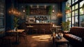 warm and cozy environment of coffee shop,HD wall mockup Royalty Free Stock Photo