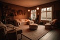 Warm cozy interior living room in a home generative AI