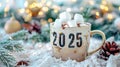 Warm and Cozy 2025 New Year Celebration with Hot Chocolate and Marshmallows