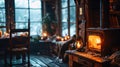 Warm and cozy rustic cottage during Christmas time