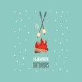 Winter outdoors fun flat simple vector icon