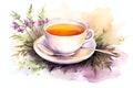 A warm cup of herbal tea or coffee self care background