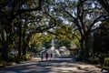 A Warm day at Forsyth Park in Savannah, Georgia Shaded by Magnolia Trees