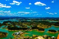 Warm day with a view of the Guatape dam from the top of the Piedra del PeÃÂ±ol