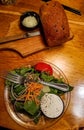 Dinner loaf bread and simple salad