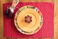 Seasonal placesetting with fall dishes Royalty Free Stock Photo