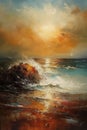 Warm and Earthy Romantic Seascape for Invitations and Posters.