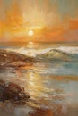 Warm and Earthy Romantic Seascape for Invitations and Posters.