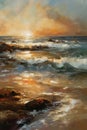 Warm and Earthy Romantic Seascape for Invitations and Posters.