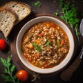 A warm embrace to the Italian culinary tradition with the rustic farro soup Royalty Free Stock Photo