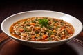 A warm embrace to the Italian culinary tradition with the rustic farro soup Royalty Free Stock Photo