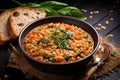 A warm embrace to the Italian culinary tradition with the rustic farro soup Royalty Free Stock Photo