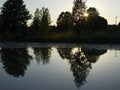 Warm evening in the park by the lake Royalty Free Stock Photo