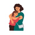 Warm family hugs. A woman hugs her daughter.