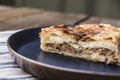 a warm flaky slice of burek savory pie Royalty Free Stock Photo