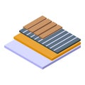 Warm floor wood tiles icon isometric vector. Radiant temperature
