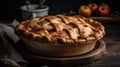 A warm and fragrant cinnamon apple pie with a flaky crust created with Generative AI